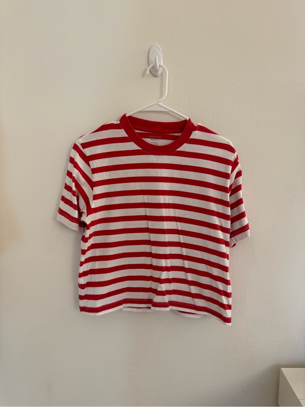 American Eagle Outfitters Red & White Striped Short Sleeve Tee